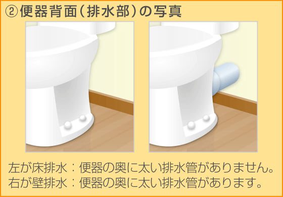 便器背面（排水部）の写真