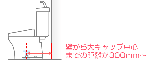 壁から大キャップ中心までの距離が300mm以上